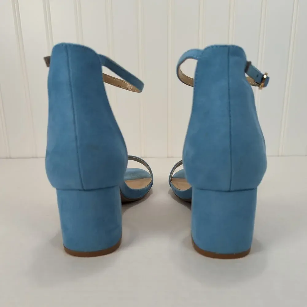 Dream Pairs Blue Strappy Block Heel Sandals Ankle Strap Buckle Open Toe Womens 7